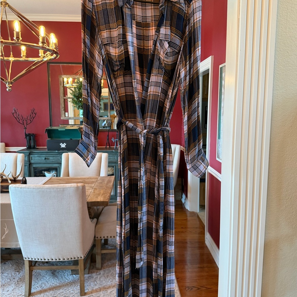 Jessica Simpson Plaid Cape with Tie Belt